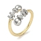 Rack Plating Brass Micro Pave Cubic Zirconia Cuff Finger Rings for Women, Cadmium Free & Lead Free, Long-Lasting Plated, Real 18K Gold Plated, 13mm, Inner Diameter: 18.5mm