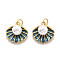 Brass Enamel Pendants, with Shell Bead and Jump Ring, Long-Lasting Plated, Real 18K Gold Plated, Shell Shape, Marine Blue, 15.5x15.3x8mm, Hole: 3.8mm