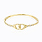 Brass Micro Pave Clear Cubic Zirconia Bangles, Nickel Free, Handcuff, Real 16K Gold Plated, Inner Diameter: 2-1/4x2 inch(5.65x5cm), 11mm