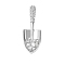Brass Clear Cubic Zirconia Shovel Tool Brooch, Platinum, 40x15mm