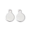 304 Stainless Steel Charms, Flat Round, Stamping Blank Tag, Silver, 7x5x0.6mm, Hole: 1mm