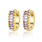 Cubic Zirconia Hoop Earrings, 925 Sterling Silver Earrings for Women, with S925 Stamp, Real 18K Gold Plated, Lilac, 10x3mm