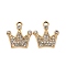 Alloy Rhinestone Pendants, Crown, Golden, 17x16x3.5mm, Hole: 1.8mm