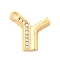 Brass Micro Pave Cubic Zirconia Charms, Nickel Free, Real 18K Gold Plated, Letter Y, 12x13x3mm, Hole: 1.6mm