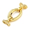 Rack Plating Brass Micro Pave Clear Cubic Zirconia Fold Over Clasps, Long-Lasting Plated, Lead Free & Cadmium Free, Ring, Real 18K Gold Plated, 36mm, Ring: 21.5x15x3.5mm, Inner Diameter: 15x9mm
