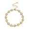 Brass Micro Pave Cubic Zirconia Link Bracelets for Women, Long-Lasting Plated, Real 18K Gold Plated, Flower, 7-1/8 inch(18cm), link: 7~15x8~9.5x2~4mm