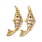 Brass Micro Pave Cubic Zirconia Pendants, with Jump Ring, Fish Charms, Rack Plating, Long-Lasting Plated, Lead Free & Cadmium Free, Real 18K Gold Plated, 23x13x4mm, Hole: 3.5mm