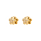 Stainless Steel Hoop Earrings, with Clear Cubic Zirconia, Real 18K Gold Plated, Flower, 16.5mm