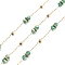 304 Stainless Steel Paperclip Chains, Ion Plating(IP), with Glass Beads, Real 18K Gold Plated, Soldered, Lime Green, 2x1x0.2mm, about 32.81 Feet(10m)/Roll