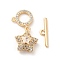 Brass Micro Pave Clear Cubic Zirconia Toggle Clasps, Cadmium Free & Nickel Free & Lead Free, with Glass, Star, Real 18K Gold Plated, Star: 14x12x7mm, Hole: 1mm, 6mm inner diameter, T-bar: 4x16x2mm, Hole: 1.5mm