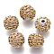 Handmade Indonesia Beads, with Aluminium Chains, Round, Silver, Pink, 16.5~18x14~15mm, Hole: 3~3.5mm