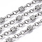 Brass Twist Knot Lock Link Chains, Cadmium Free & Nickel Free & Lead Free, Unwelded, with Spool, Real Platinum Plated, 9.5x7x3.5mm, Links: 6.5x5.5x2mm, about 39.37 Feet(12m)/Roll