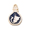Alloy Enamel Pendants, Golden, Bottle with Cat Charm, Prussian Blue, 30x18.5x2mm, Hole: 2mm