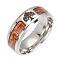 Non-Tarnish Stainless Steel Wide Band Finger Rings, with Acacia, Tree, Stainless Steel Color, US Size 11 1/4(20.7mm)
