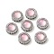 Brass Micro Pave Cubic Zirconia Multi-Strand Links, with Resin Imitation Pink Opal, Flat Round, Cadmium Free & Nickel Free & Lead Free, Real Platinum Plated, Pearl Pink, 10x5.5mm, Hole: 1.2mm