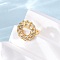 Brass Micro Pave Cubic Zirconia Cuff Rings, Round, Cadmium Free & Lead Free, Rack Plating, Long-Lasting Plated, Golden, 20x20mm