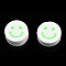Handmade Polymer Clay Beads, Flat Round with Smiling Face, Lime Green, 9~10x4mm, Hole: 1.2~1.6mm