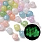 Luminous Transparent Acrylic Pendants, Round, with Glitter Power, Glow in the Dark, Mixed Color, 18x14mm, Hole: 3mm