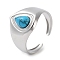 304 Stainless Steel Ring, Adjustable Synthetic Turquoise Rings, 15mm, Inner Diameter: Adjustable