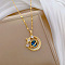 Zinc Alloy Crystal Rhinestone Pendant Necklaces, Golden, Planet, 15.75 inch(40cm)