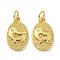 Brass Pendants, with Jump Ring, Long-Lasting Plated, Oval with Brid, Real 18K Gold Plated, 16x10x2mm, Hole: 3mm