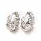 Twist Ring Rack Plating Brass Hoop Earring for Women, Long-Lasting Plated, Lead Free & Cadmium Free, Platinum, 14x6.5x15mm, Pin: 1mm