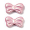Spray Painted Alloy Beads, with Glitter Powder, Bowknot, Lead Free & Nickel Free & Cadmium Free, Pink, 7.5x13.5x4mm, Hole: 1.6mm