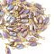 Electroplate Glass Faceted Rectangle Connector Charms, with Brass Wire Loops, Real 18K Gold Plated, Rack Plating, Long-Lasting Plated, Medium Slate Blue, 15.5x4x3mm, Hole: 1.6~1.8mm