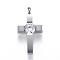304 Stainless Steel Pendants, Cross, with Cubic Zirconia, Stainless Steel Color, 25x13x6.5mm, Hole: 3mm