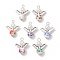 Angel Printed Porcelain Ceramic Pendants, with Alloy Finding and ABS Plastic Imitation Pearl Round Beads, Mixed Color, 28x24.5x10.5mm, Hole: 3mm