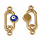 304 Stainless Steel Enamel Connector Charms, Golden, Oval with Evil Eye, Dark Blue, 23x10x3mm, Hole: 1.6mm