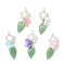 Handmade Lampwork Pendants with 304 Stainless Steel Jump Rings and Cellulose Acetate(Resin) Bead Caps and Tibetan Style Alloy Bead Frames Pendants, Flower, Colorful, 40x15x13mm, Hole: 2mm