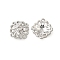 Flower Brass Clear Cubic Zirconia Bead Caps, Long-Lasting Plated, Cadmium Free & Lead Free, Rack Plating, Platinum, 10x10x3.5mm, Hole: 1.2mm