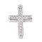 Brass Micro Pave Cubic Zirconia Charms, Latin Cross, Platinum, 15x10x2mm, Hole: 1mm