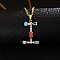 Brass Pave Colorful Cubic Zirconia Initial Pendant Necklaces for Women, Golden, Letter I, 19.69 inch(50cm)