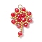 Handmade Glass Seed Beaded Flower Pendants, with 304 Stainless Steel Jump Ring and TOHO Round Seed Beads, Crimson, 30x20x4mm, Hole: 2.5mm