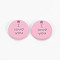 Spray Painted Alloy Charms for Valentine's Day, Cadmium Free & Lead Free, Flat Round with Phrase I Love You, Pearl Pink, 13x13x1.5mm, Hole: 1.6mm
