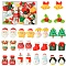28Pcs 14 Styles DIY Christmas Theme Opaque Christmas Resin Cabochons, Santa Claus & Reindeer & Lucky Bag, Mixed Shapes, Mixed Color, 20~25x16~19~x7.5~9mm, 2pcs/style