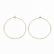 Brass Hoop Earrings Findings, Wine Glass Charms, Real 18K Gold Plated, 22 Gauge, 44.5x41x4mm, Pin: 0.6mm