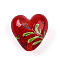 Handmade Bumpy Millefiori Glass Beads, Heart & Flower, Crimson, 19.5~20.5x19.5~20x11~12mm, Hole: 1.5~2mm