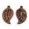 Natural Walnut Wood Pendants, Undyed, Hollow Leaf Charm, Camel, 30.5x17x2.5mm, Hole: 1.8mm
