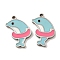 316 Surgical Stainless Steel with Enamel Pendans, Dolphin Charm, Stainless Steel Color, Pale Turquoise, 16x13x1.5mm, Hole: 1.5mm