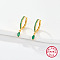 925 Sterling Silver Hoop Earring for Dangle Earrings, with Horse Eye Cubic Zirconia Dangle Charms, Sea Green, 19x2mm