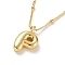 Initial Letter Brass Pendant Necklaces, Real 18K Gold Plated, Letter P, 17.52 inch(445mm), Letter: 19x12mm.