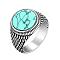 Stainless Steel Color Finger Rings for Men, with Synthetic Turquoise Beads, 15.8mm, US Size 8(18.1mm)