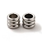 Non-Tarnish 201 Stainless Steel European Beads, Large Hole Beads, Grooved Beads, Column, Stainless Steel Color, 6x7mm, Hole: 4.2mm