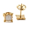 Ion Plating(IP) 304 Stainless Steel Square Stud Earrings, wtih Enamel, Real 18K Gold Plated, 7x7mm