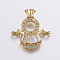 Brass Micro Pave Cubic Zirconia Links, Clear, Long-Lasting Plated, Real 18K Gold Plated, Angel, 15x14.5x3mm, Hole: 1mm