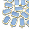 Epoxy Resin Pendants, with Alloy Open Back Bezel, Rectangle, Light Gold, Dodger Blue, 27x15x2.5mm, Hole: 1.8mm