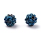Chunky Resin Rhinestone Beads, Resin Round Beads, Marine Blue, 12mm, Hole: 1.5~2mm